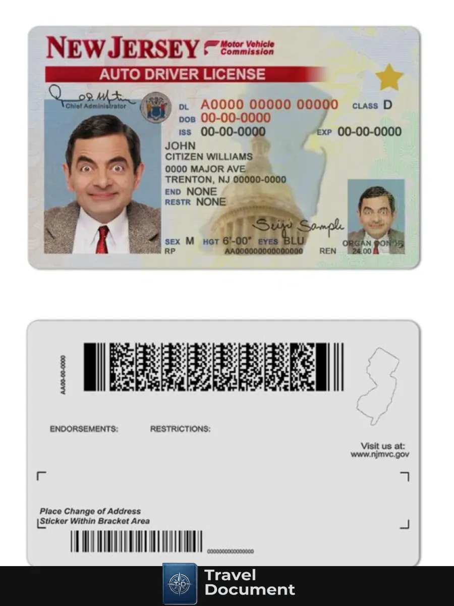 Usa New Jersey Driving License — Driver License
