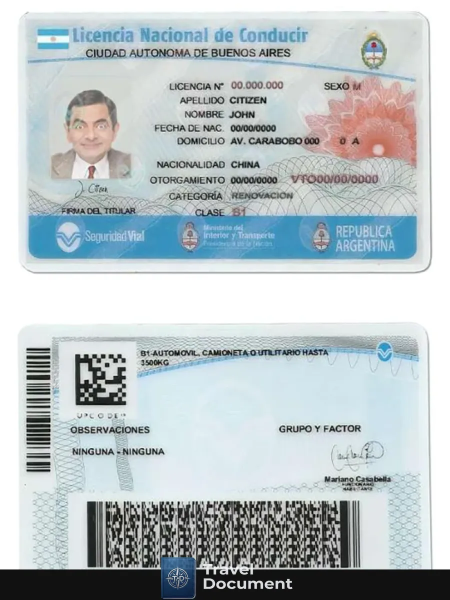 Argentina Buenos Aires Driving License — Driver License