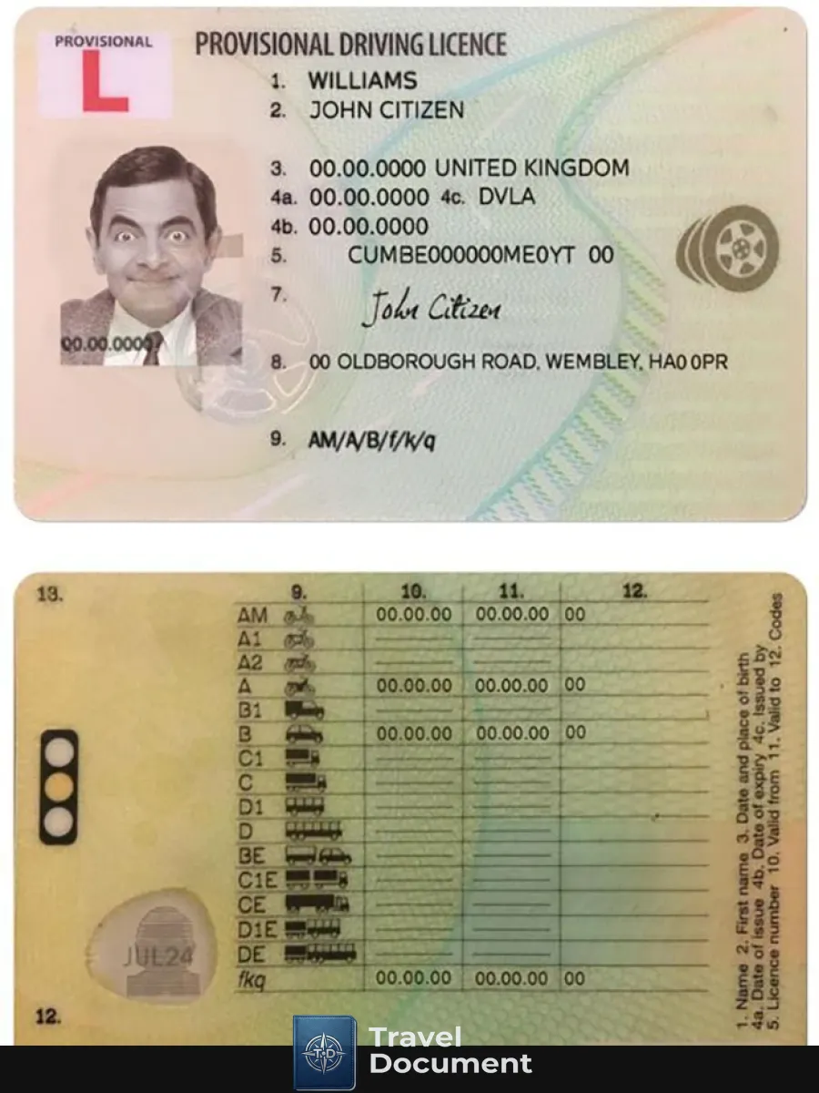 United Kingdom Provisional Driving License — Driver License
