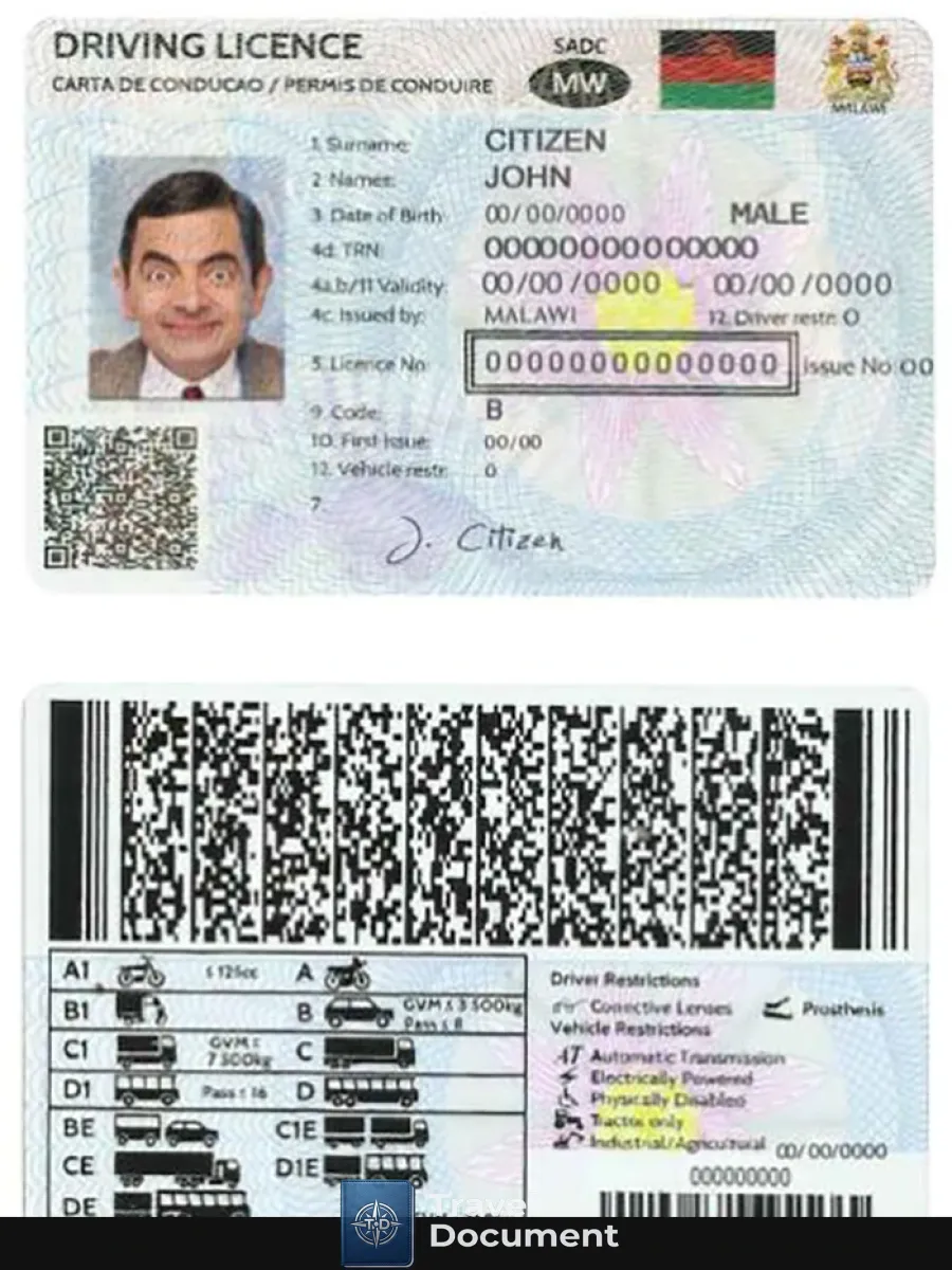Malawi Driving License — Driver License