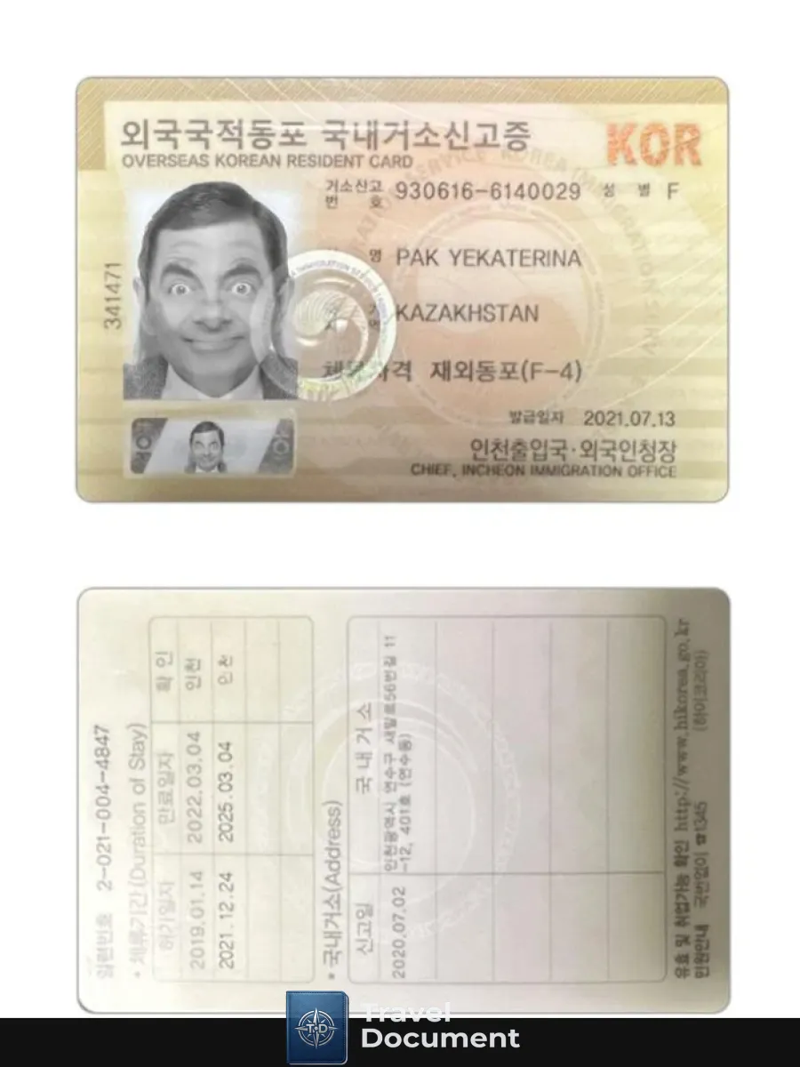 Korea Residence Card 2021 Present — Residence Permit