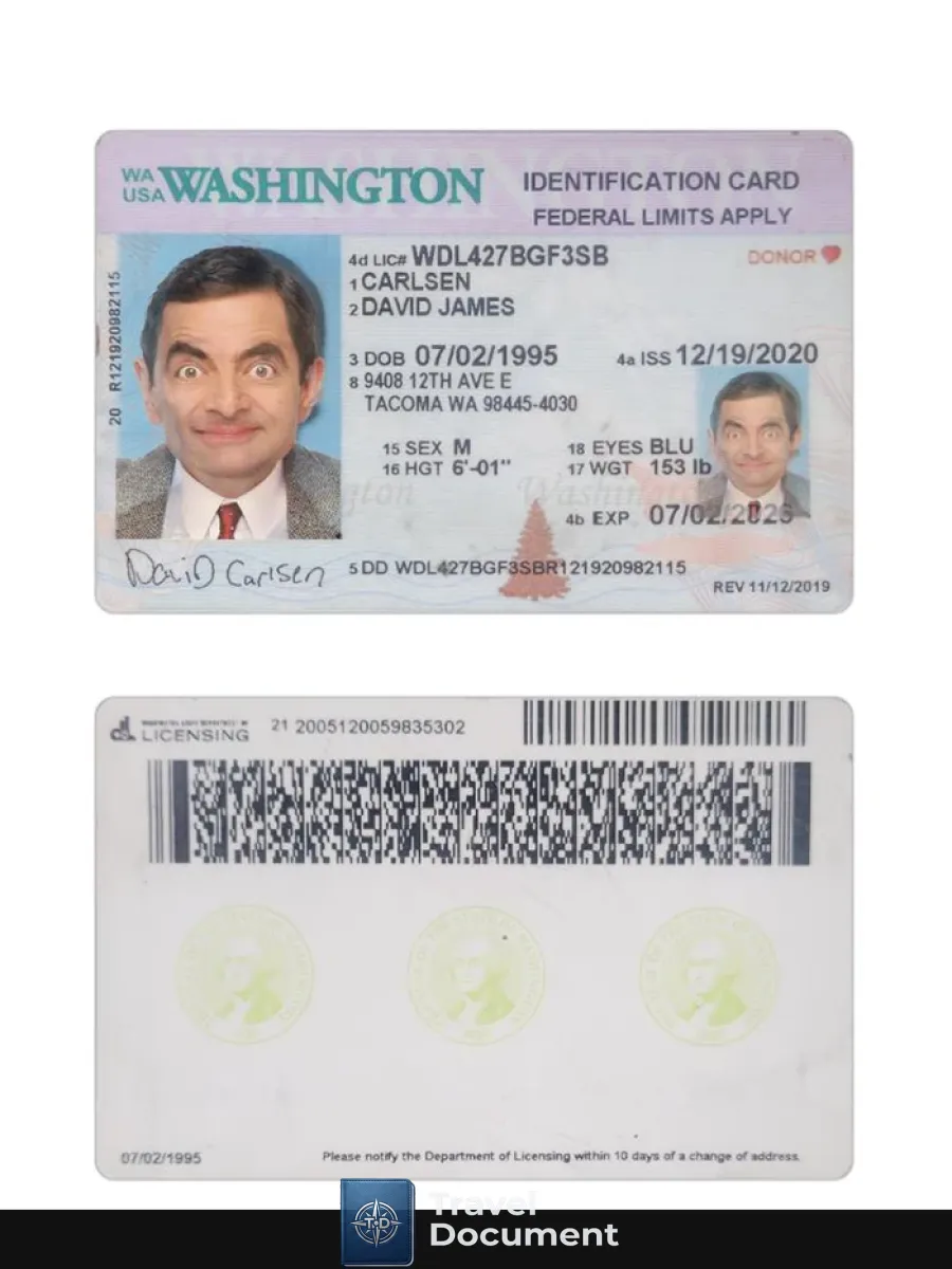 Usa Washington Id Card 2020 Present — ID Cards