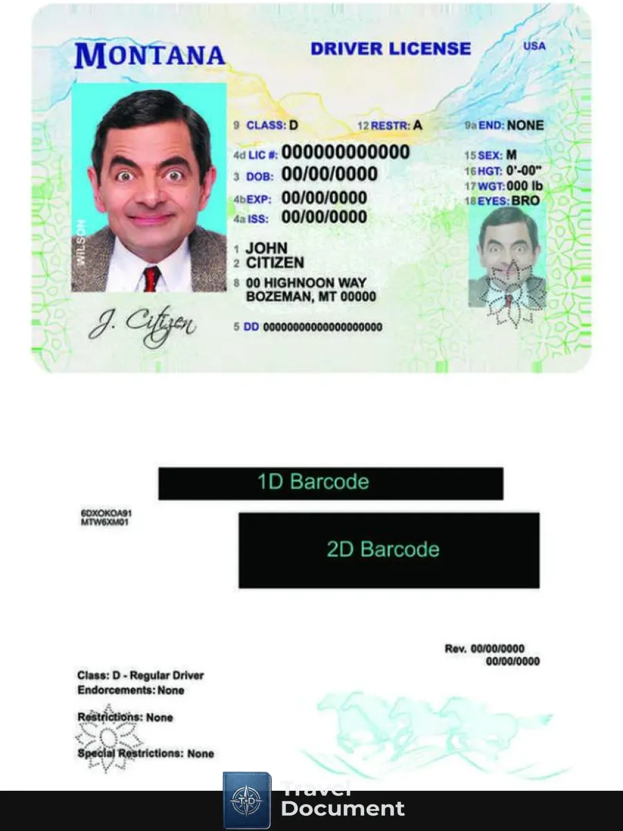 Usa Montana Driving License — Driver License