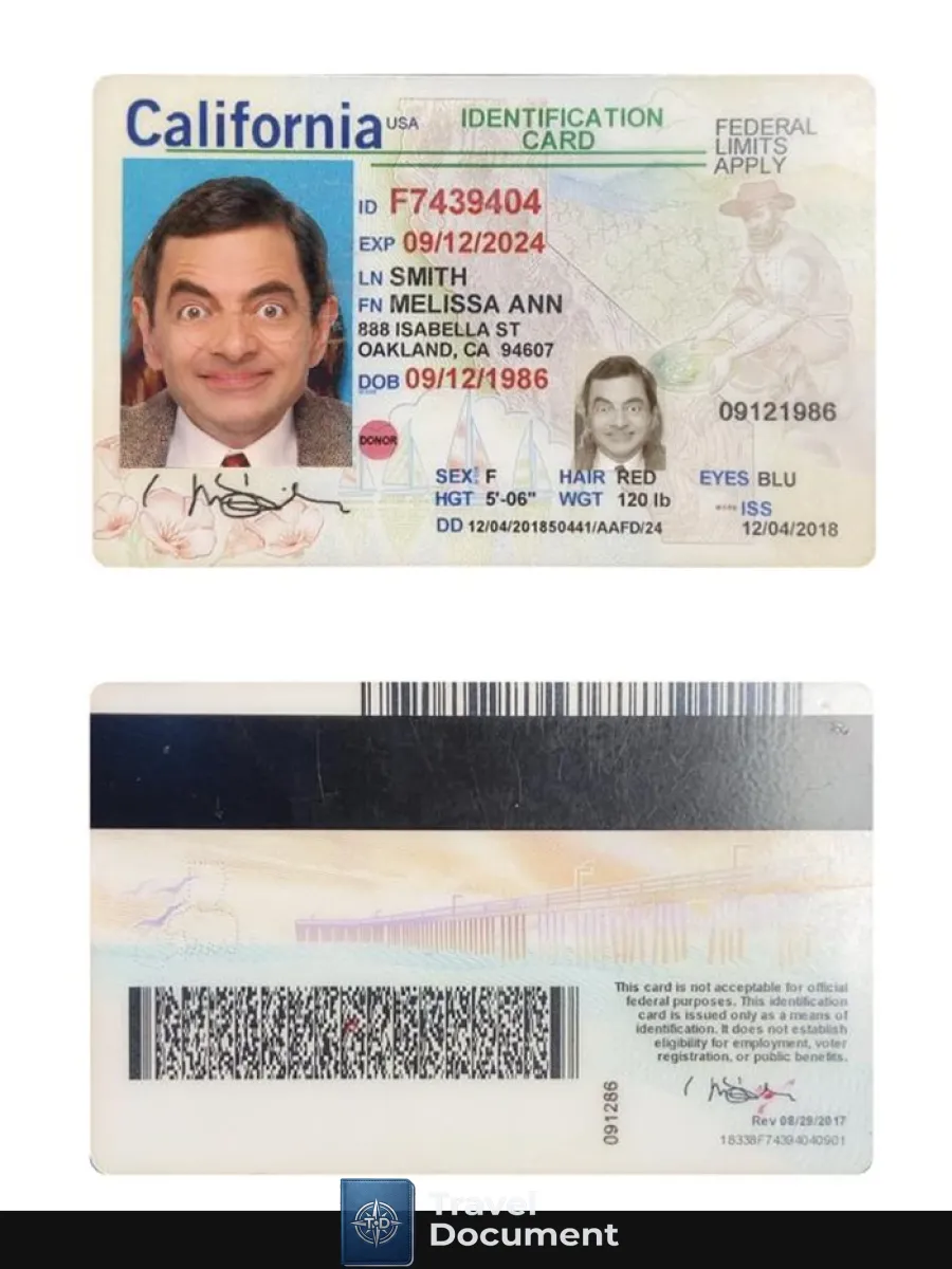 Usa California Id Card — ID Cards