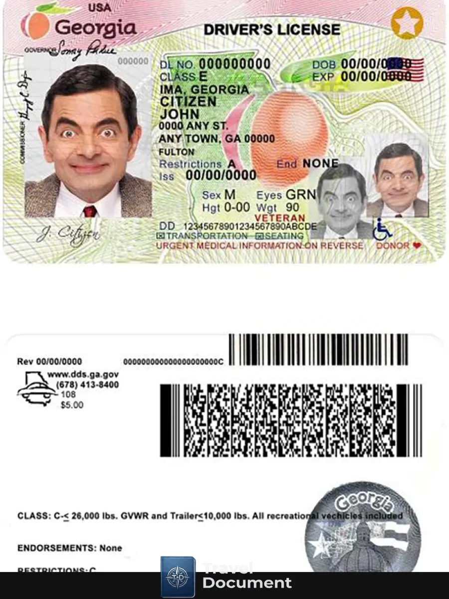Usa Georgia Driving License 2017 2019 — Driver License