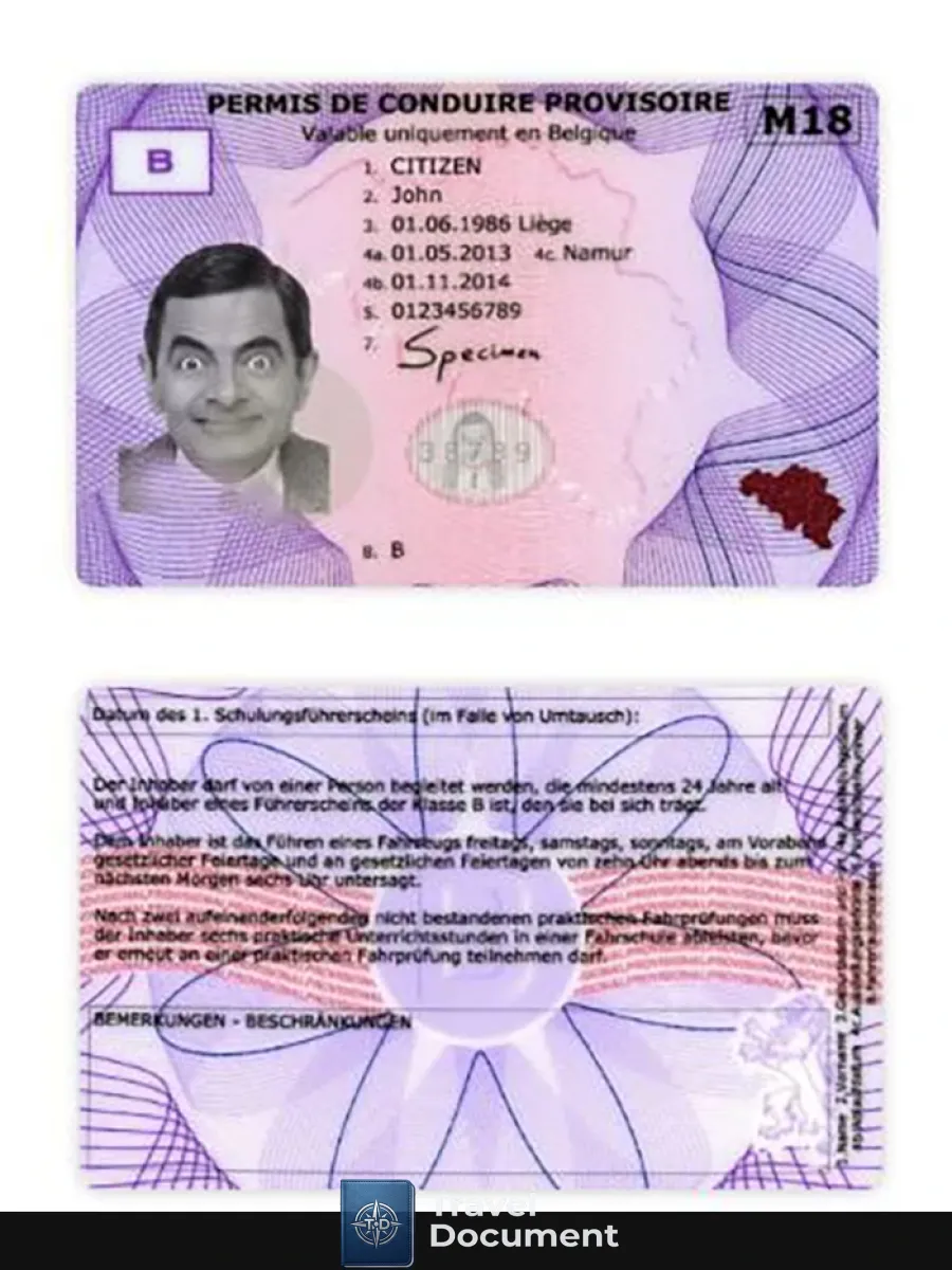 Belgium Provisional Driving License — Driver License
