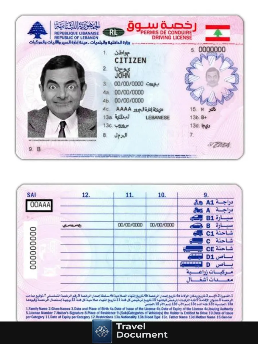 Lebanon Driving License — Driver License