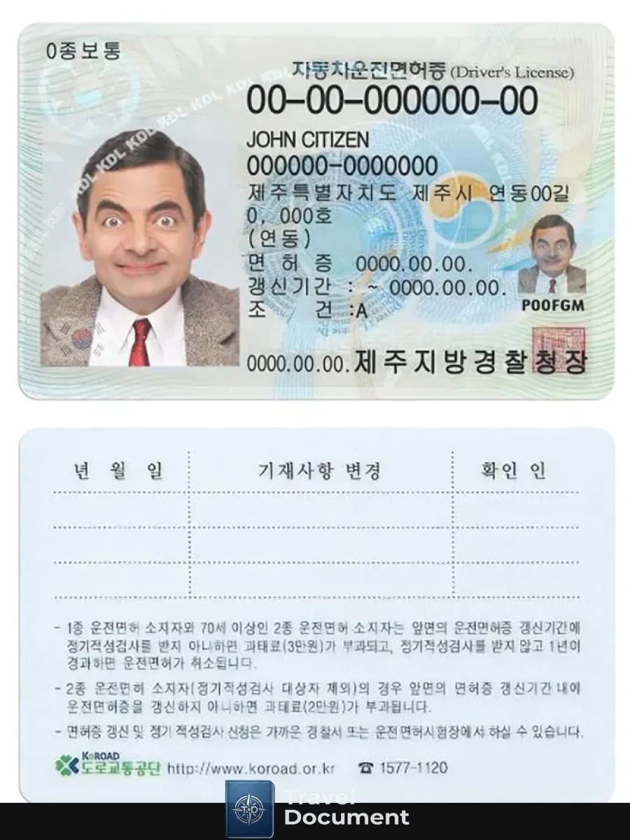 South Korea Driving License — Driver License