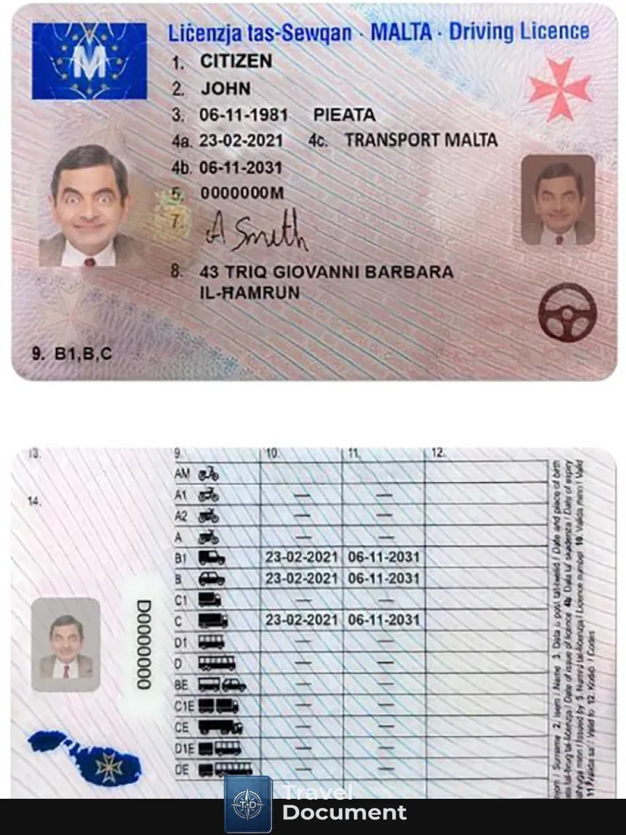 Malta Driving License — Driver License