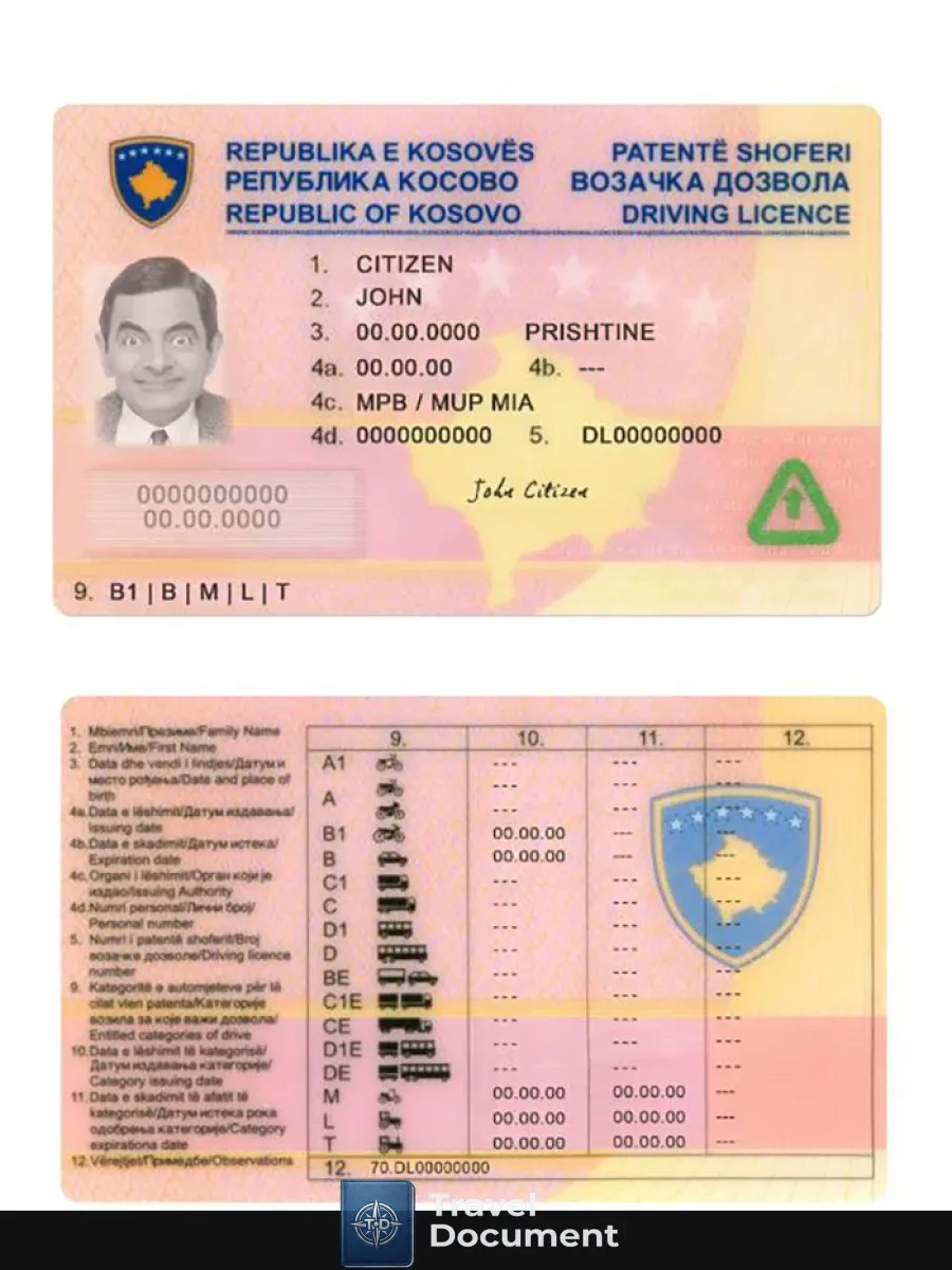 Kosovo Driving License — Driver License