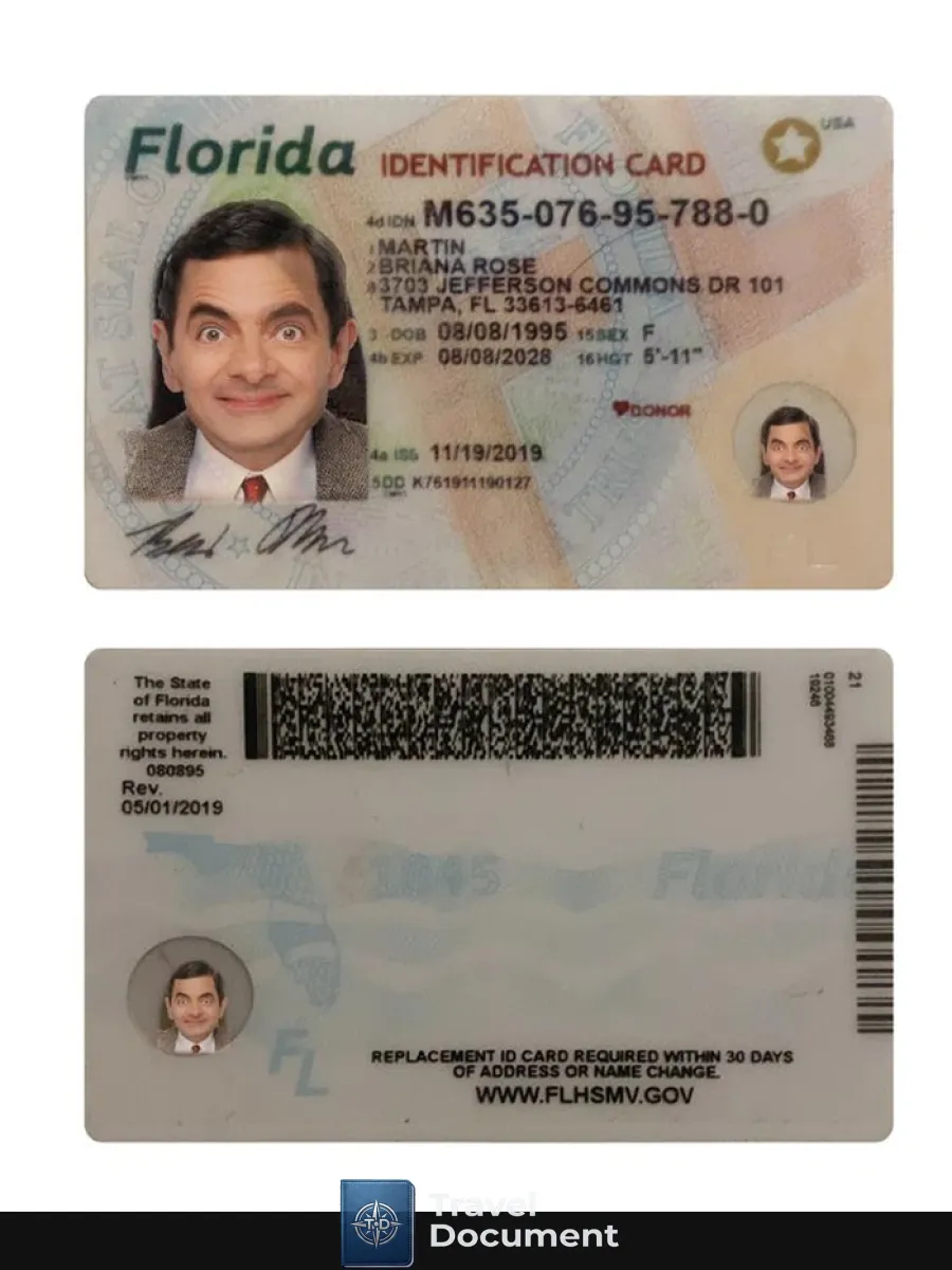 Usa Florida Id Card — ID Cards