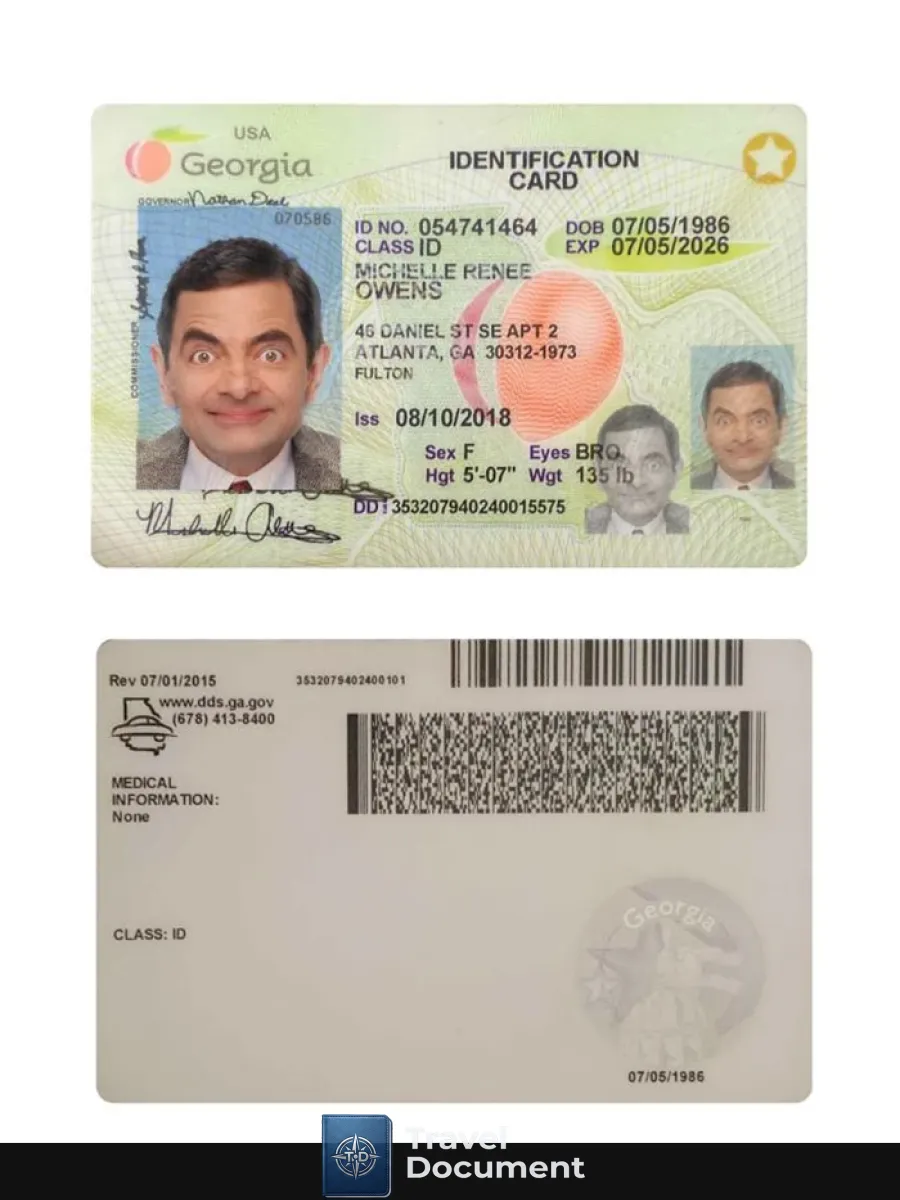 Usa Georgia Id Card 2018 Present — ID Cards