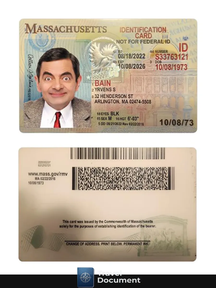 Usa Massachusetts Id Card