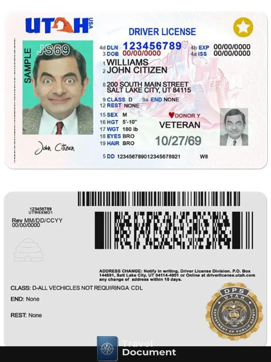 Usa Utah Driving License 2021 Present