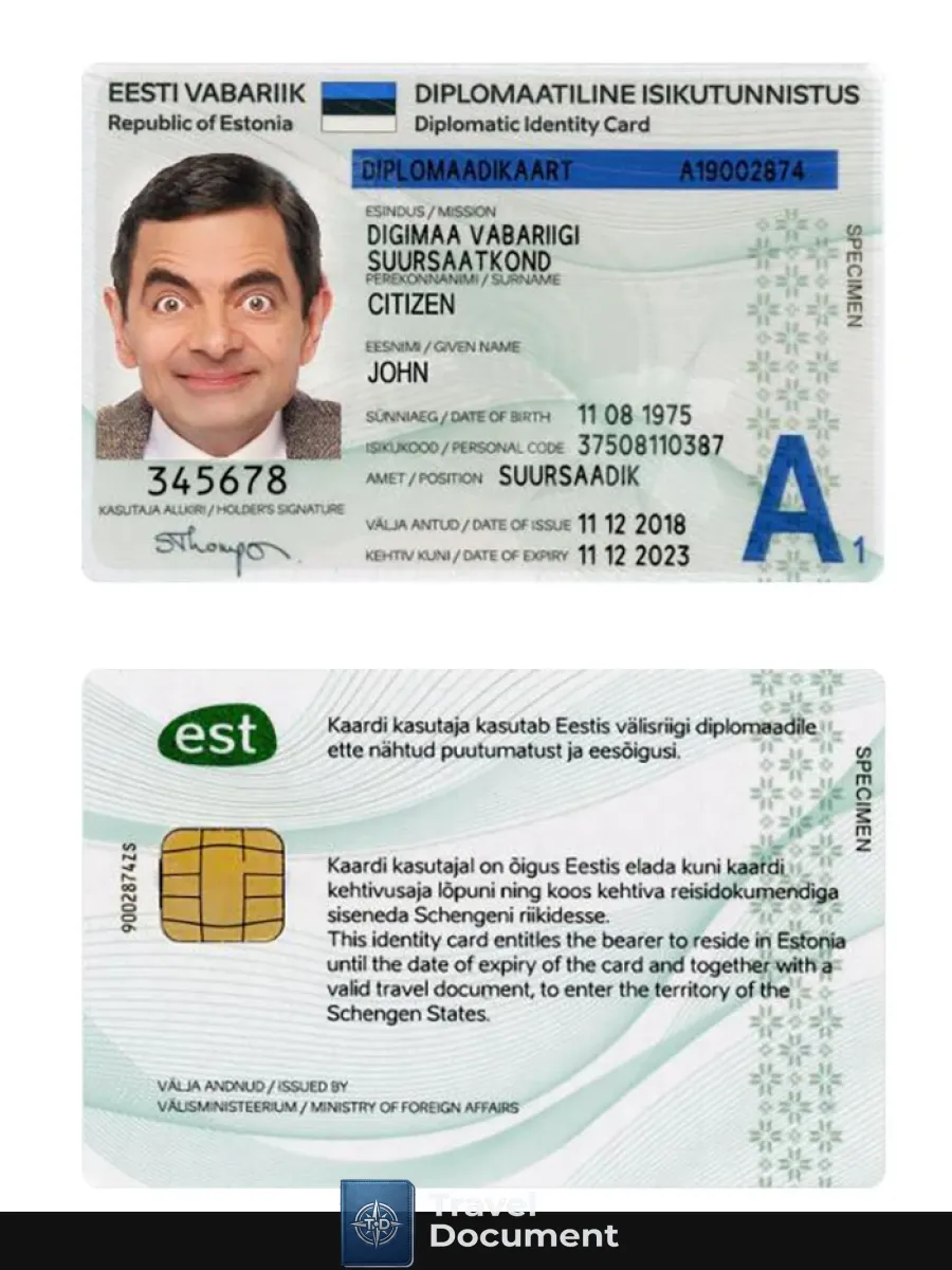 Estonia Diplomatic Id Card 2018 Present — ID Cards
