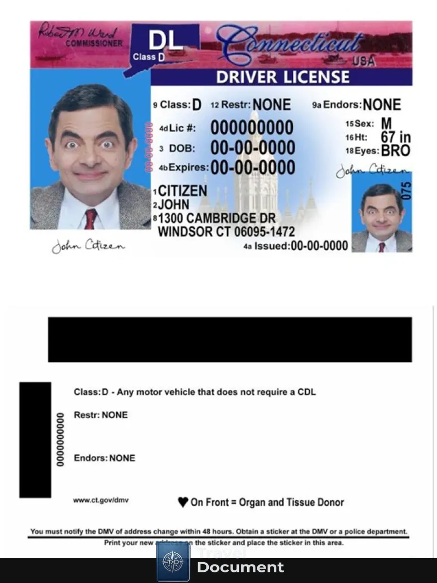 Usa Connecticut Driving License Version 2 — Driver License