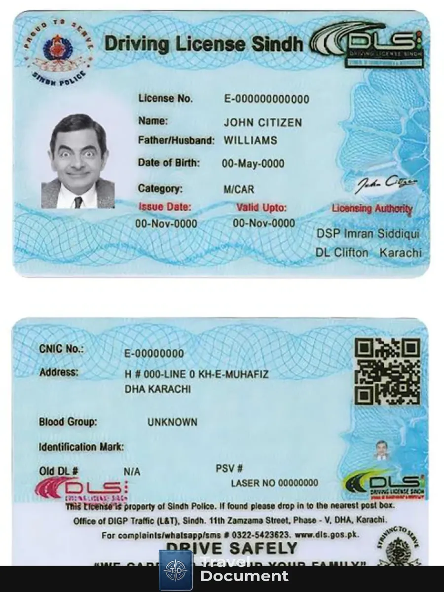 Pakistan Sindh Province Driving License 2016 Present — Driver License