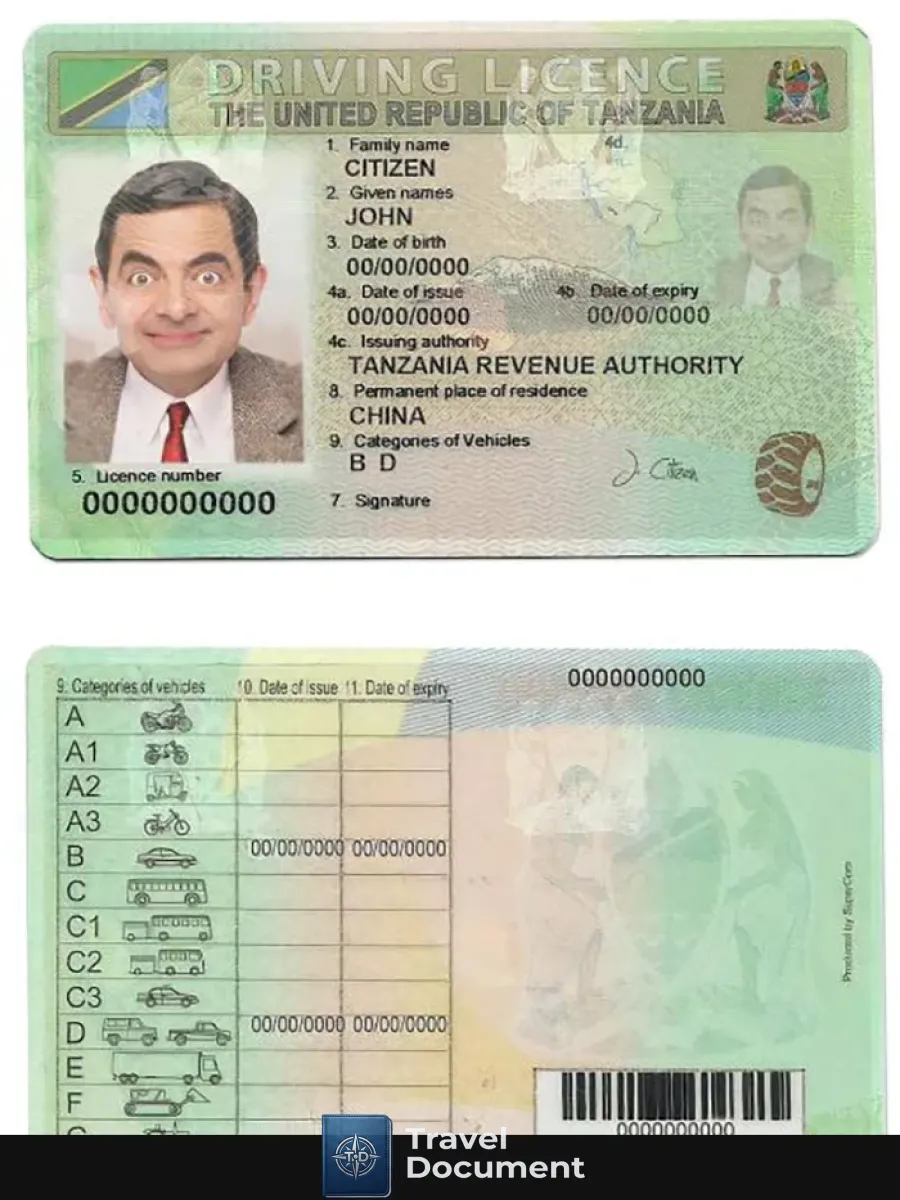 Tanzania Driving License — Driver License