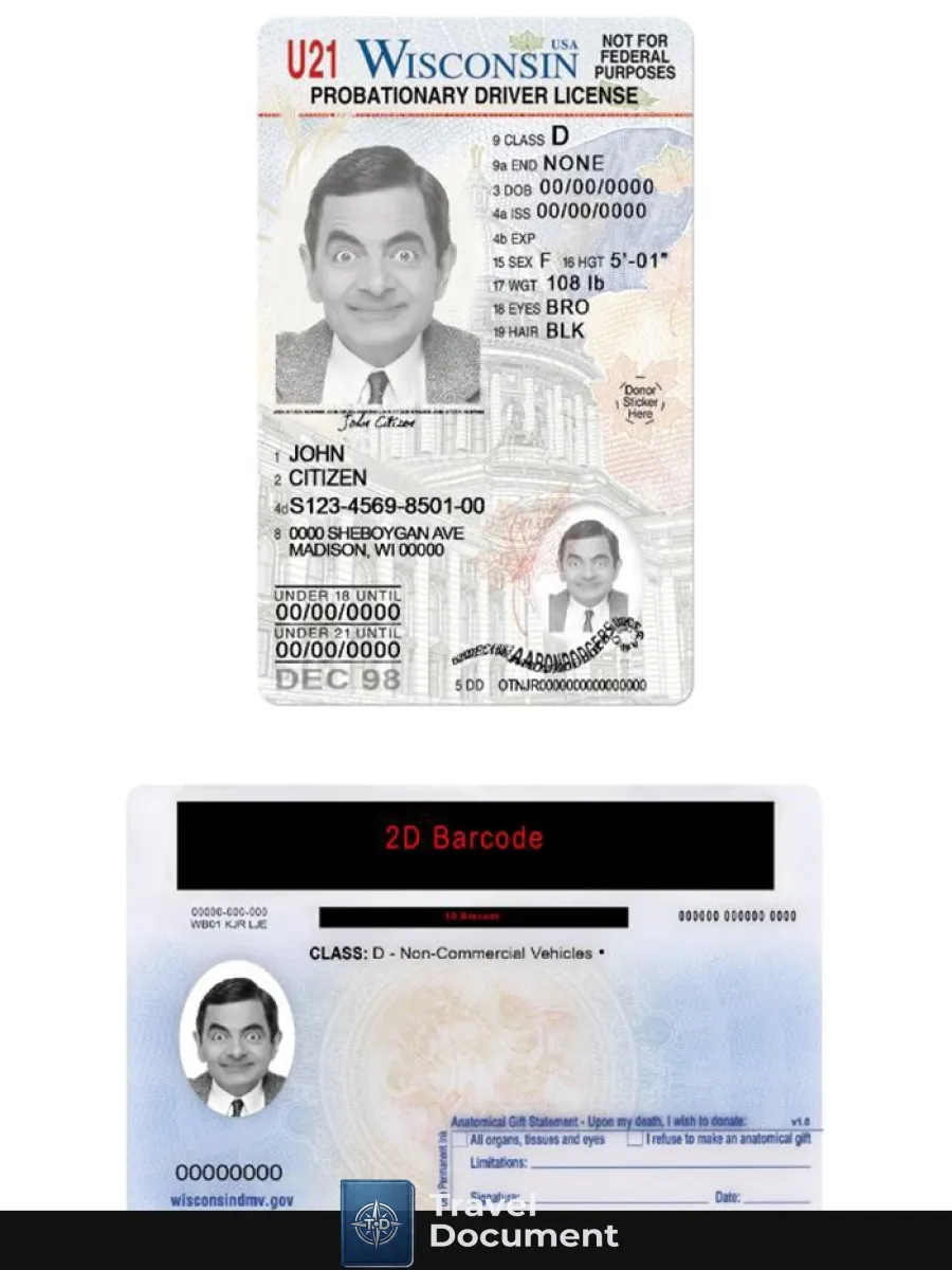 Usa Wisconsin Driving License Under 21 — Driver License