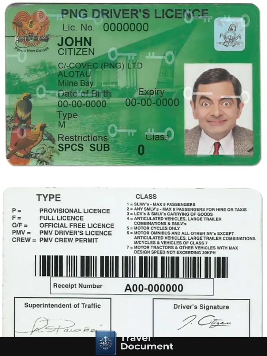 Papua New Guinea Driving License Template In Psdformat2020 Present — Driver License