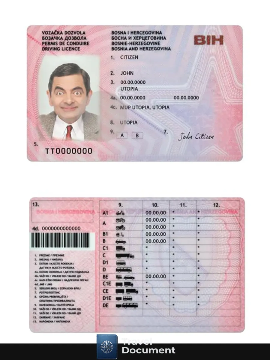 Bosnia And Herzegovina Driving License Version 2 — Driver License