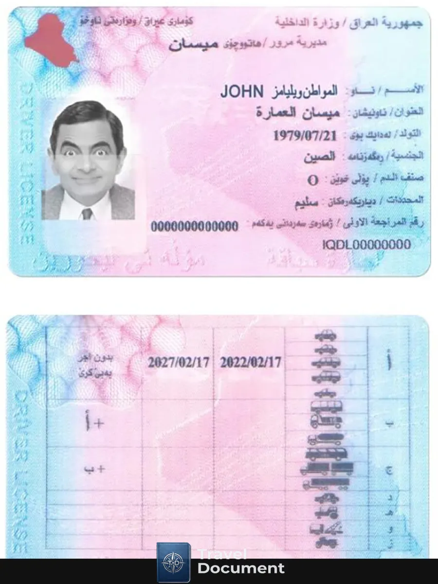 Iraq Driving License — Driver License