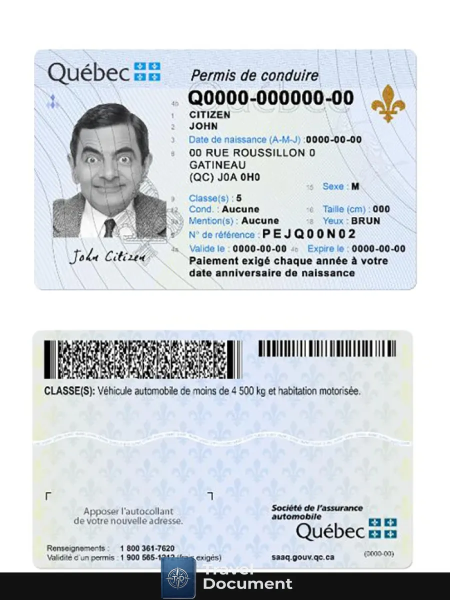 Canada Quebec New Driving License — Driver License